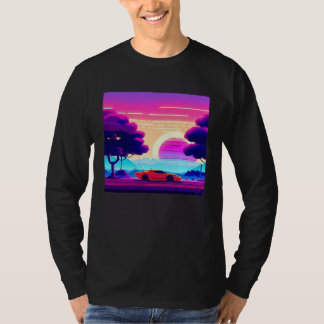 シンセウェーブ カー アウトラン レトロウェーブ フューチャーシンセ SF Tシャツ