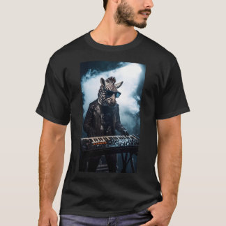 シンセウェーブ・シマウマ・キーボーディストTシャツ Tシャツ