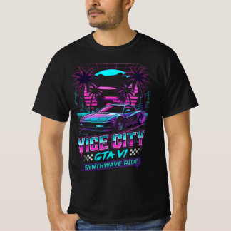 シンセウェーブ ライド 80年代 レトロ ネオンカー グラフィックTシャツ Tシャツ