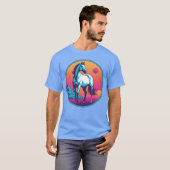 シンセウェーブ 馬の女の子 Tシャツ (正面フル)