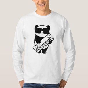 シンセサイザーキーボード楽器パンダ Tシャツ
