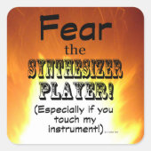 シンセサイザープレーヤーの正方形のステッカーを恐れる スクエアシール (正面)