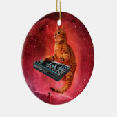 シンセサイザー猫の赤い宇宙 セラミックオーナメント (右)