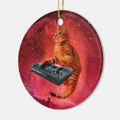 シンセサイザー猫の赤い宇宙 セラミックオーナメント (左)