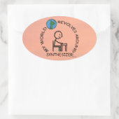 シンセサイザー – ワールドのまわりにリボルブオーバルステッカー 楕円形シール (バッグ)