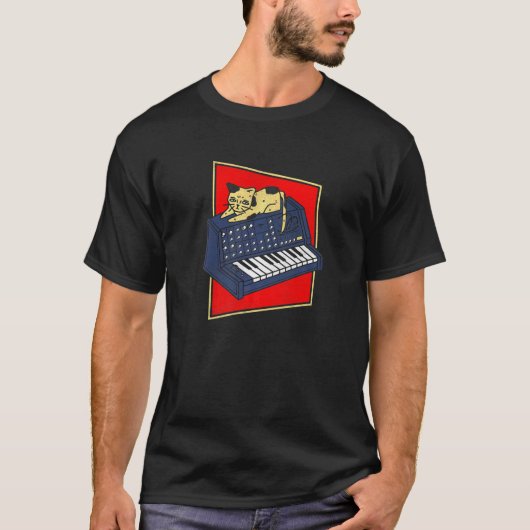 シンセサイザCatアナログシンセサプロデューサモジュラーおたく Tシャツ (正面)