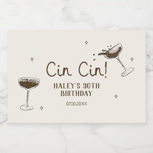 シンセプレッソマルティーニ誕生日 スパークリングワインラベル (シングルラベル)