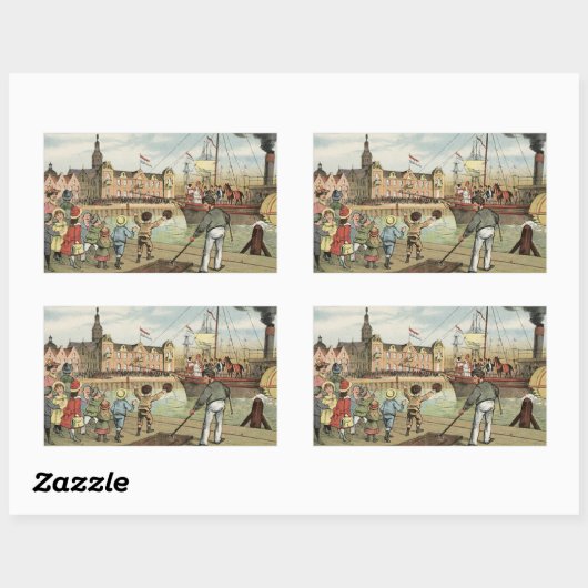 シンタクラースオランダの到着St. Nickヴィンテージ 長方形シール (シート)