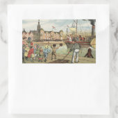 シンタクラースオランダの到着St. Nickヴィンテージ 長方形シール (バッグ)