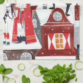 シンタークラースとピートはアムステルダムPosの屋根に キッチンタオル (折り畳み)