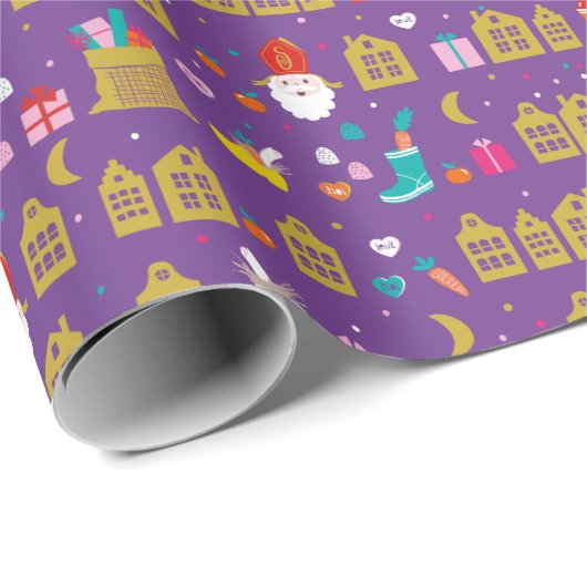 シンタークラースはホイシェス、ザックkadotjes en snoepに会った ラッピングペーパー (ロールコーナー)