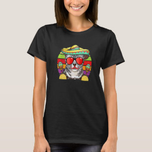 シンチョ・デ・マヨの猫のソンブレロタコスマラカス Tシャツ