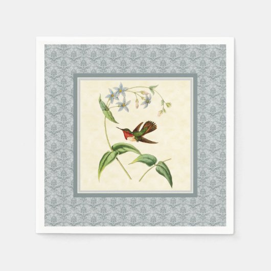 シンチラントハミングバードブルーダマスク紙ナプキンズ スタンダードカクテルナプキン (正面)