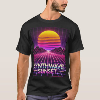 シンツウェーブサンセットレトロ未来芸術プリント- 80s tシャツ