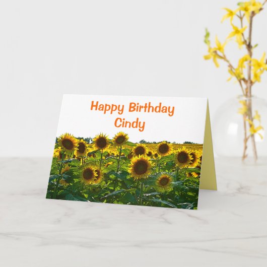 シンディハッピーバースデーひまわり畑 カード (黄色い花)