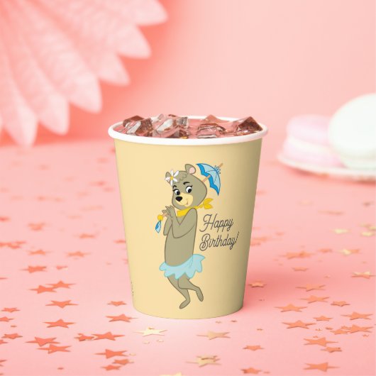 シンディベアホールディングパラソル 紙コップ (インサイチュ)