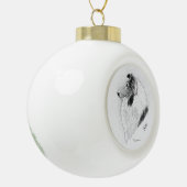 シンディAlvarado著ペンとインク荒いコートのコリー セラミックボールオーナメント (左)