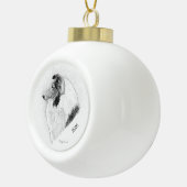 シンディAlvarado著ペンとインク荒いコートのコリー セラミックボールオーナメント (右)