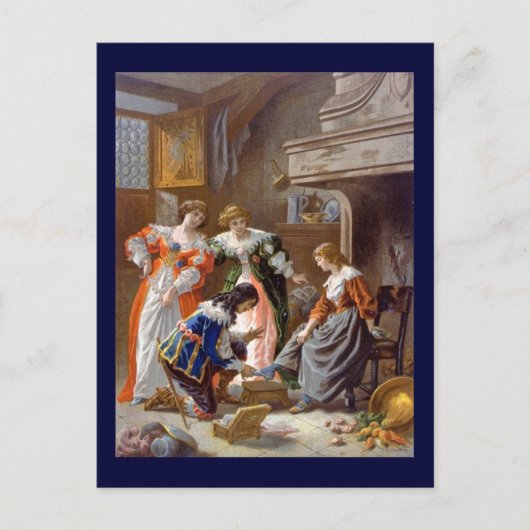 シンデレラがスリッパを試みる ポストカード (正面)