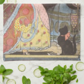 シンデレラと妖精のゴッドマザー、ヴィンテージ童話 キッチンタオル (折り畳み)