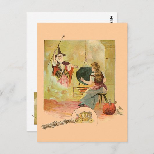 シンデレラと彼女の妖精の神の母 ポストカード (正面/裏面)