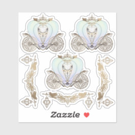 シンデレラのおとぎ話のコーチとランタン シール