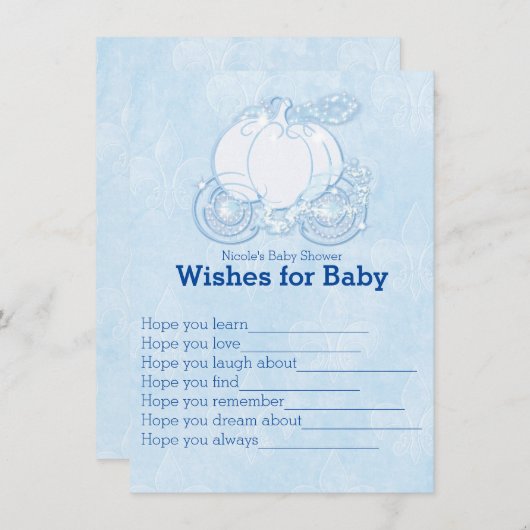 シンデレラのキャリッジが赤ちゃんシャワーゲームを望む 招待状 (正面/裏面)