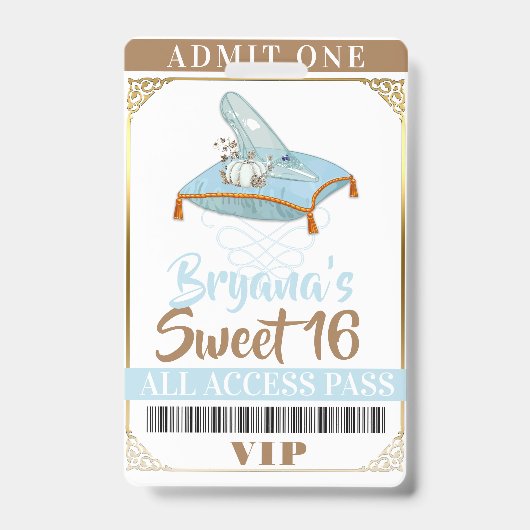 シンデレラのスリッパ姫Sweet 16 VIPパス バッジ (正面)