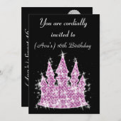 シンデレラの城のラインストーンの誕生日か菓子16 招待状 (正面/裏面)