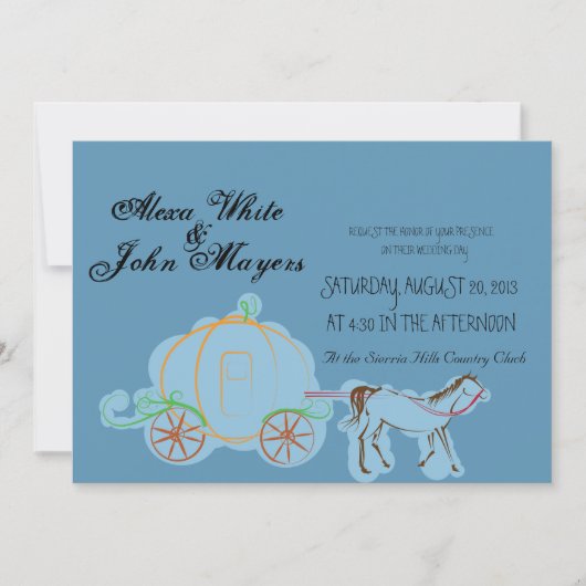 シンデレラの青い結婚式招待状 招待状 (正面)