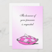 シンデレラの靴のピンクのクッション ウェディング招待状 招待状 (正面/裏面)