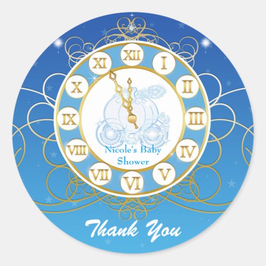 シンデレラほとんど真夜中の青の好意ステッカー ラウンドシール (正面)