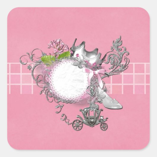 シンデレラガラススリッパキャリッジアッド文字 スクエアシール (正面)