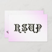 シンデレラガラススリッパーピンクRSVPカード 出欠カード (正面/裏面)