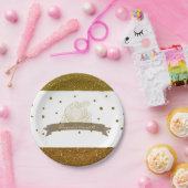 シンデレラキャリッジ金ゴールドグリッタードットパーティープレート ペーパープレート (パーティー)