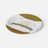 シンデレラキャリッジ金ゴールドグリッタードットパーティープレート ペーパープレート (アングル)