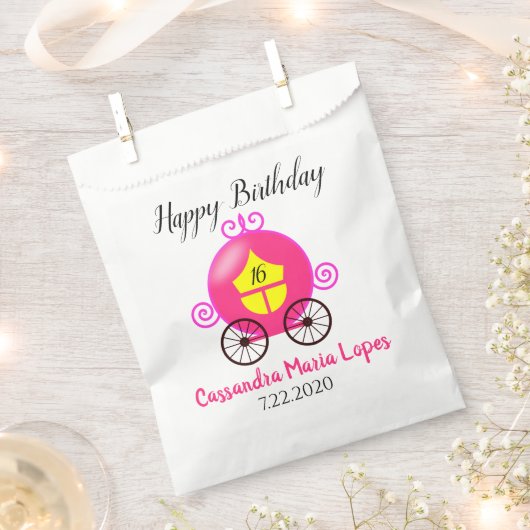 シンデレラコーチガールバースデーパーティー好意バッグ フェイバーバッグ (クリップ留めされた状態)