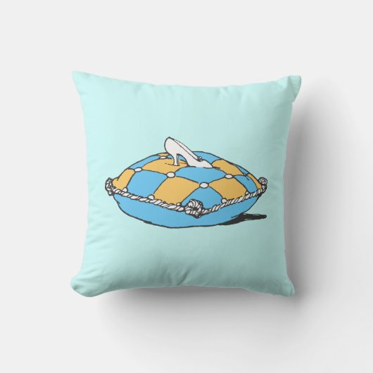 シンデレラスリッパティール（緑がかった色）オレンジピロー クッション (正面)