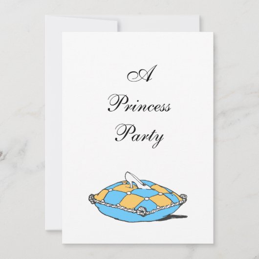 シンデレラスリッパティール(緑がかった色)ピロー招待状 招待状 (正面)