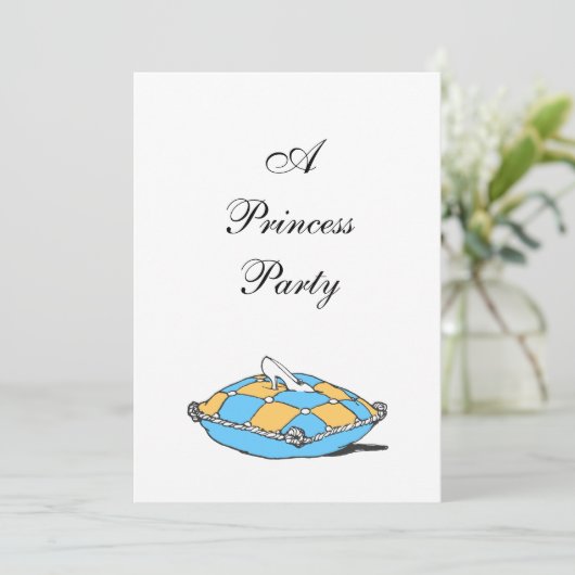 シンデレラスリッパティール(緑がかった色)ピロー招待状 招待状 (スタンド正面)