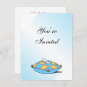 シンデレラスリッパティール(緑がかった色)ピロー招待状 招待状 (正面/裏面)