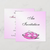 シンデレラスリッパピンクピローブライダルシャワー 招待状 (正面/裏面)