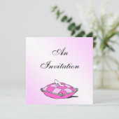 シンデレラスリッパピンクピローブライダルシャワー 招待状 (スタンド正面)