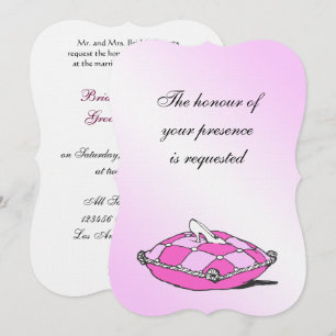 シンデレラスリッパピンクピロー結婚式招待状 招待状