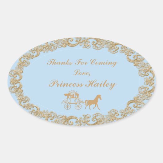 シンデレラパーティーありがとうステッカー 楕円形シール (正面)