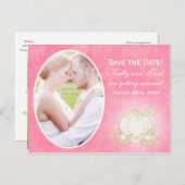 シンデレラピンク結婚キャリッジの写真はがき 案内ポストカード (正面/裏面)