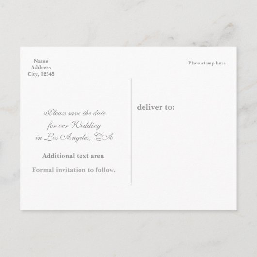 シンデレラピンク結婚キャリッジの写真はがき 案内ポストカード (裏面)