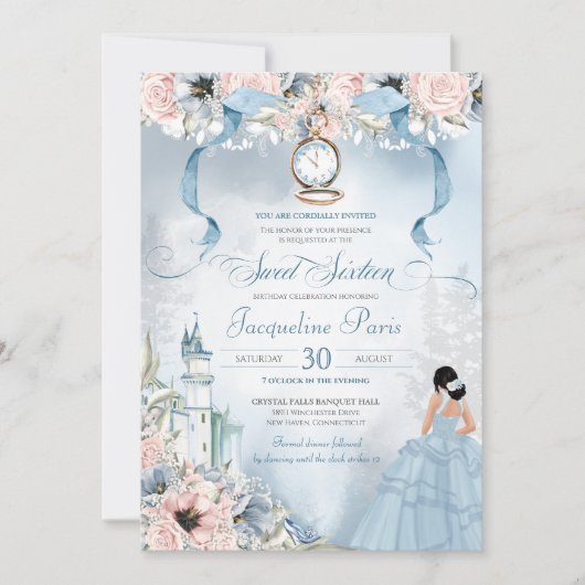 シンデレラフェアリープリンセススウィート16誕生日 招待状 (正面)
