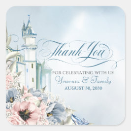 シンデレラフェアリー物語ライトブルーピンクありがとう スクエアシール