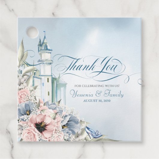 シンデレラフェアリー物語ライトブルーピンクありがとう フェイバータグ (正面)